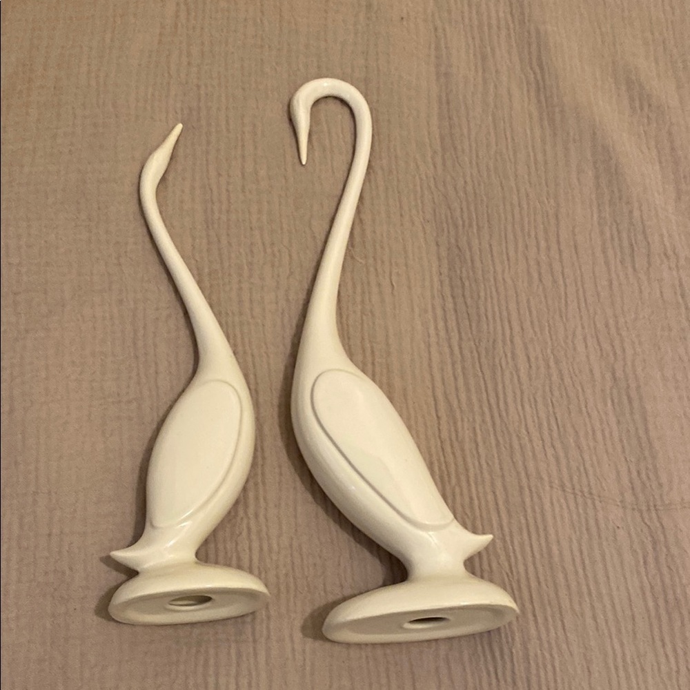 Elegant White Crane Birds Sculptures. Set 2 pieces - Picture 4 of 9